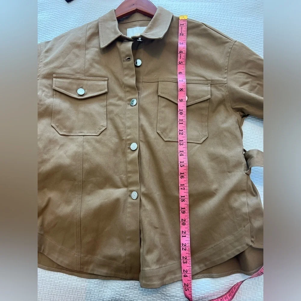 Maje Belted Shirt Jacket in Camel Size US S